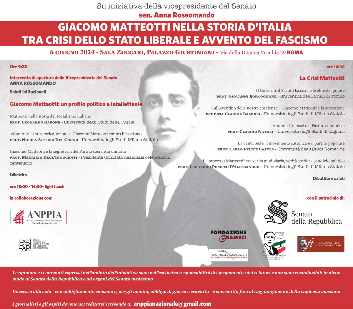 6 Giugno 2024 Convegno “Giacomo Matteotti nella storia d’Italia”